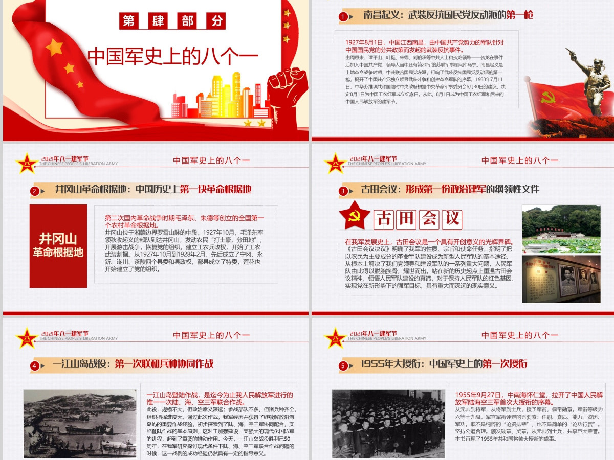 2021八一建军节军史军魂国防教育爱国教育PPT模板 2021八一建军节军史军魂国防教育爱国教育PPT模板