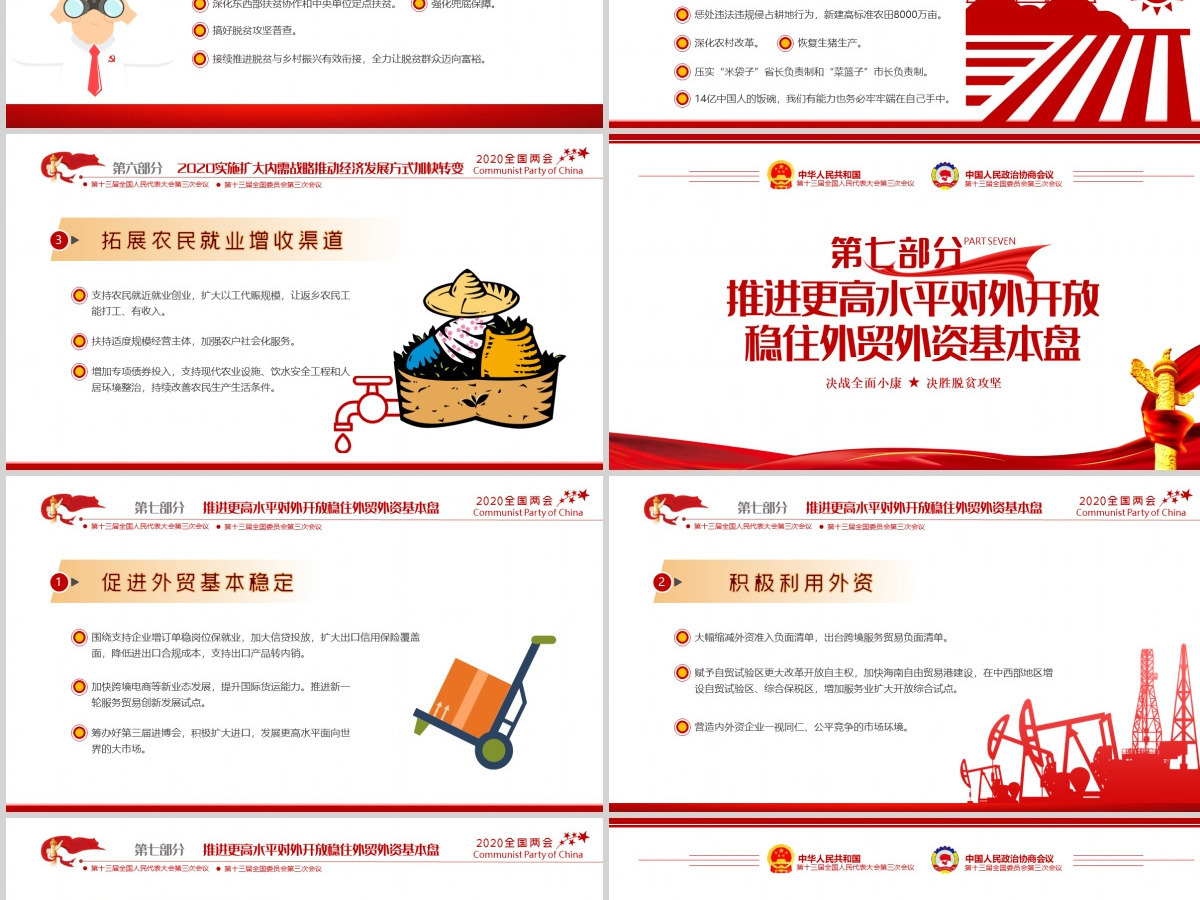 聚焦学习2020全国两会政府工作党建党政ppt模板党支部团支部 聚焦学习2020全国两会政府工作党建党政ppt模板党支部团支部