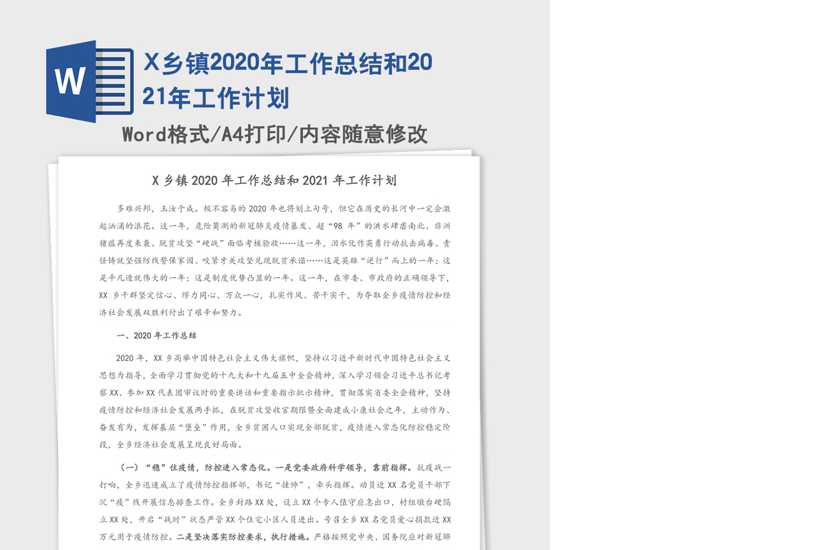 X乡镇2020年工作总结和2021年工作计划