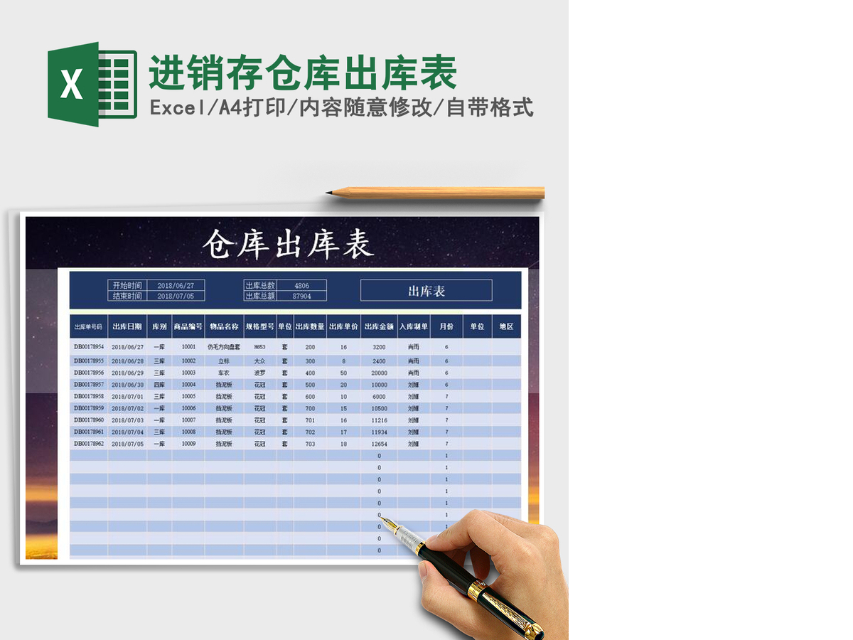 2021年进销存仓库出库表