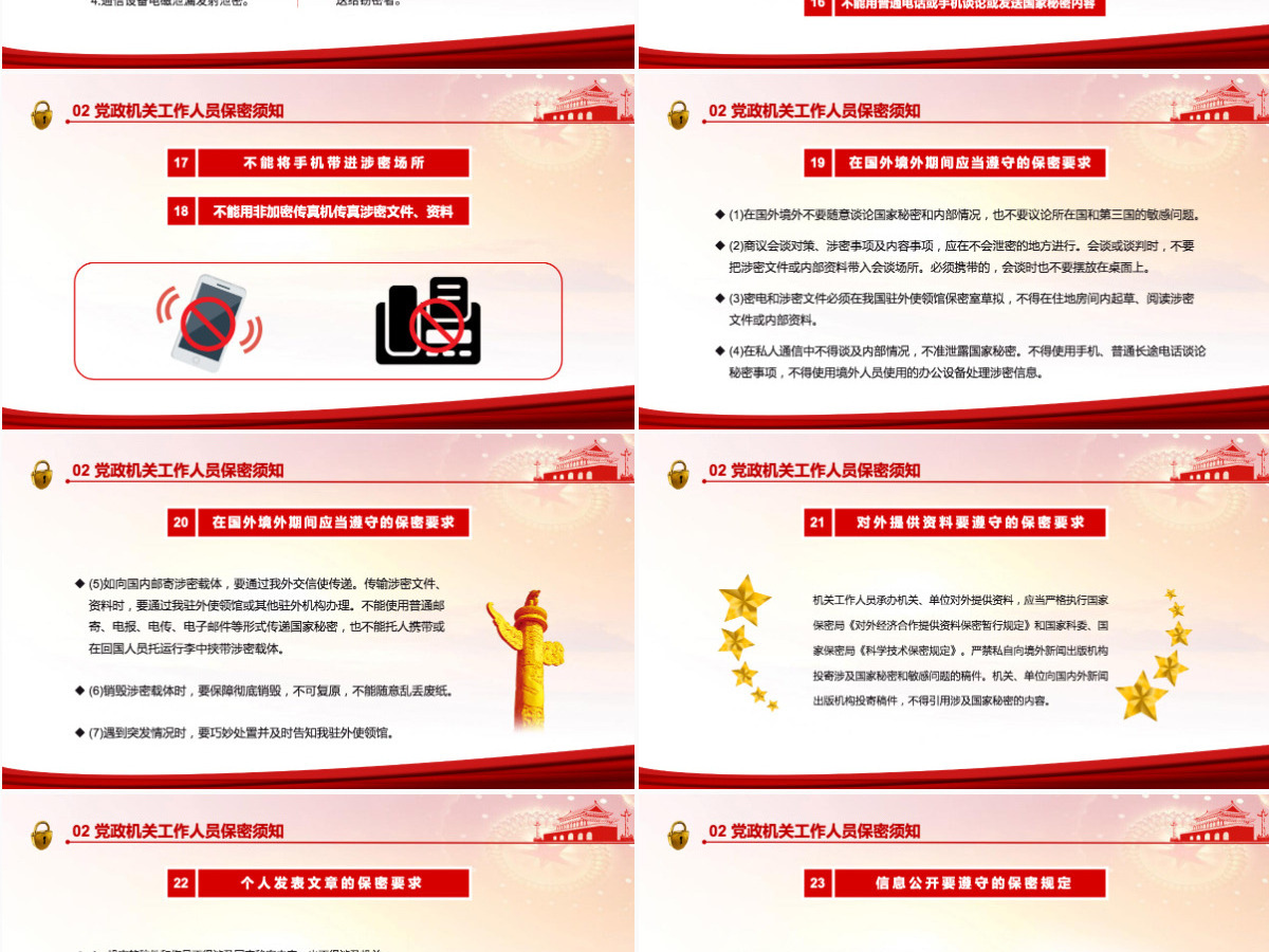 党政机关保密须知红色党政风党史党风党建党课主题培训课件模板PPT 党政机关保密须知红色党政风党史党风党建党课主题培训课件模板PPT