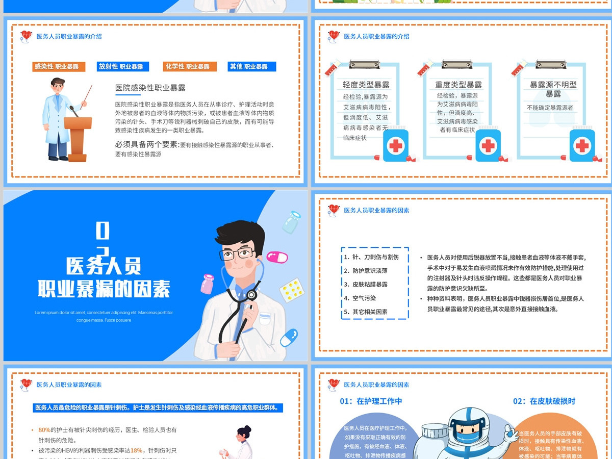  2023医务人员职业暴露培训PPT插画风医务人员职业培训课件模板