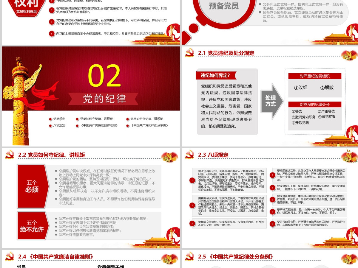 红色简约政府党委党支部党员党务基本知识学习课程党课培训ppt