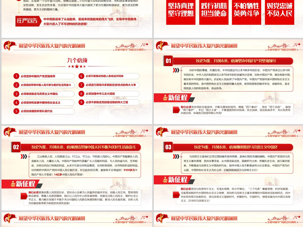 2021五个“庄严宣告”振奋人心PPT学习贯彻习近平总书记七一讲话PPT