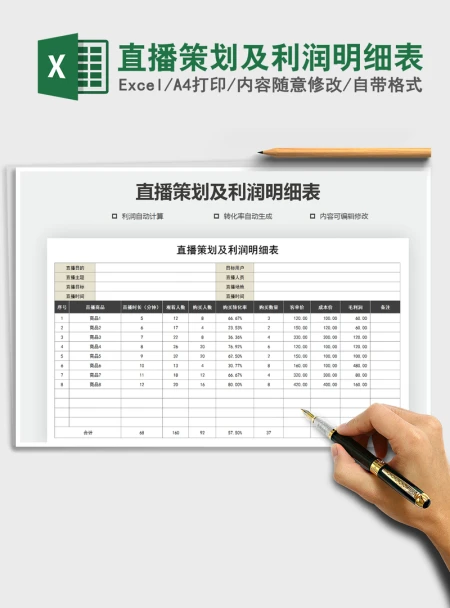 2021年直播策划及利润明细表 2021年直播策划及利润明细表