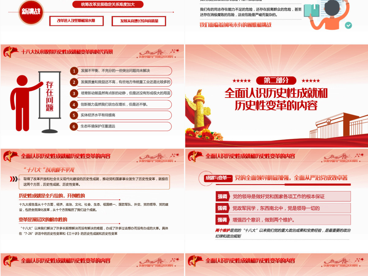 党的十八大以来的历史性成就和变革PPT2021红色建党100周年党史学习教育专题党课PPT-含讲稿 党的十八大以来的历史性成就和变革PPT2021红色建党100周年党史学习教育专题党课PPT-含讲稿