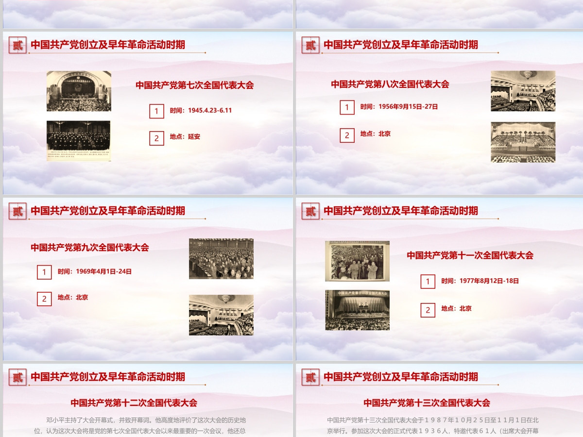 七一中国共产党党史建党节100周年党课学习党的光辉历程PPT模板--含讲稿