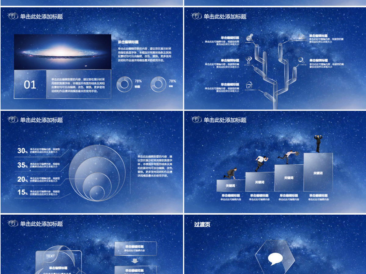 超震撼星空开场工作总结述职报告PPT模板幻灯片