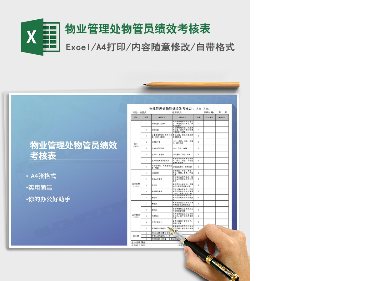 2022年物业管理处物管员绩效考核表