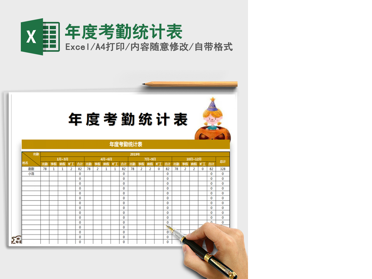 2021年年度考勤统计表