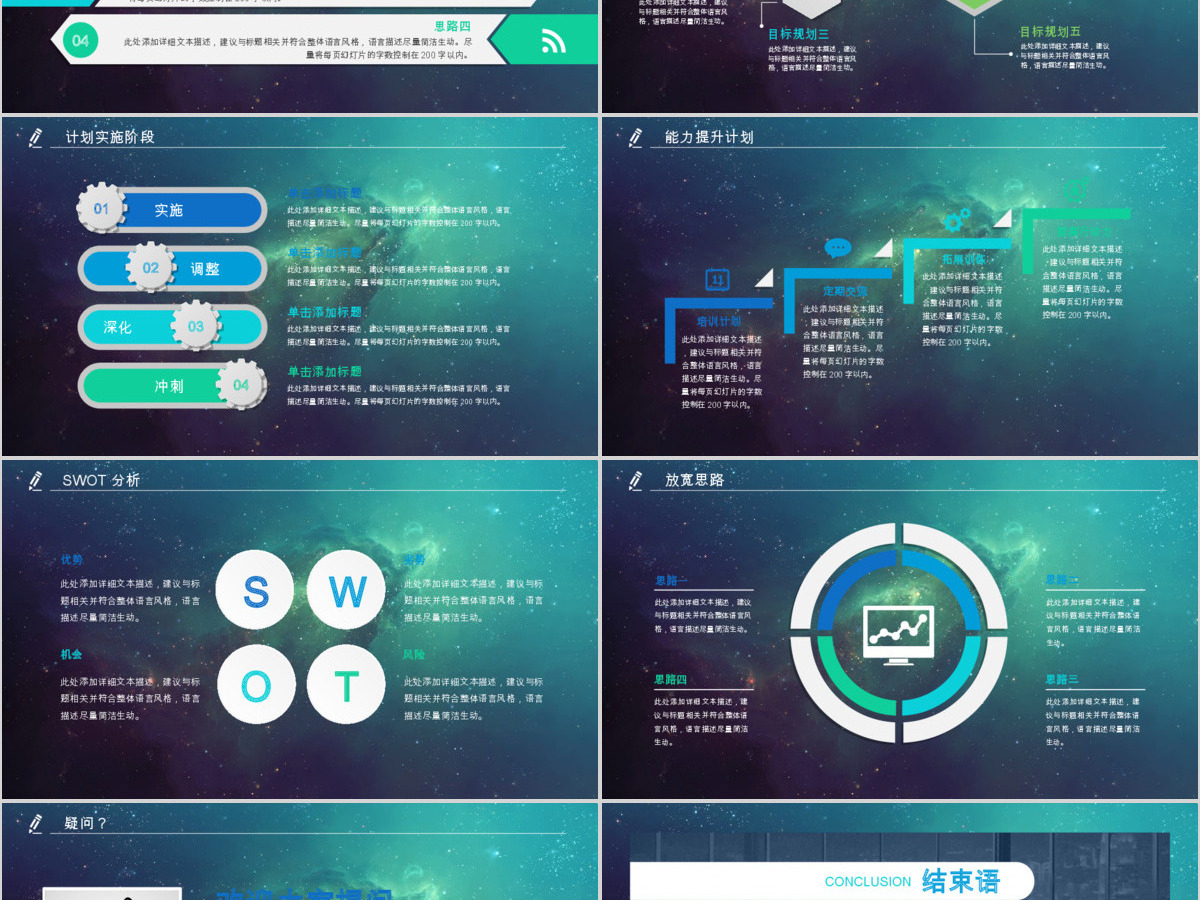 最新时尚梦幻星空年终总结工作总结项目汇报PPT模板