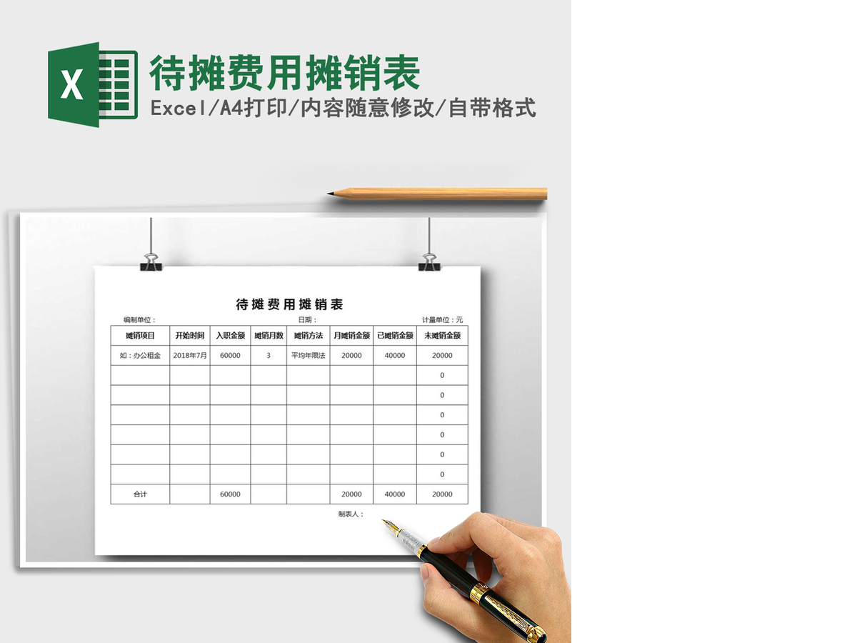 2021年待摊费用摊销表