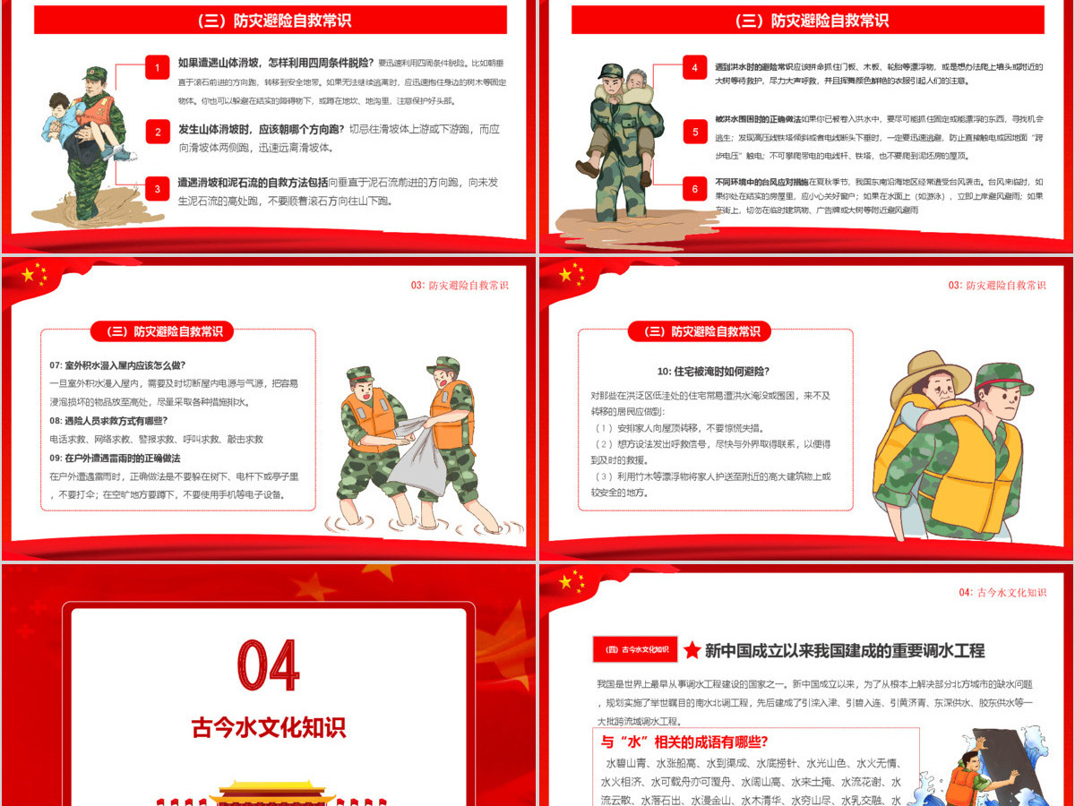 红色党政风暴雨防范措施宣传教育PPT模板 红色党政风暴雨防范措施宣传教育PPT模板