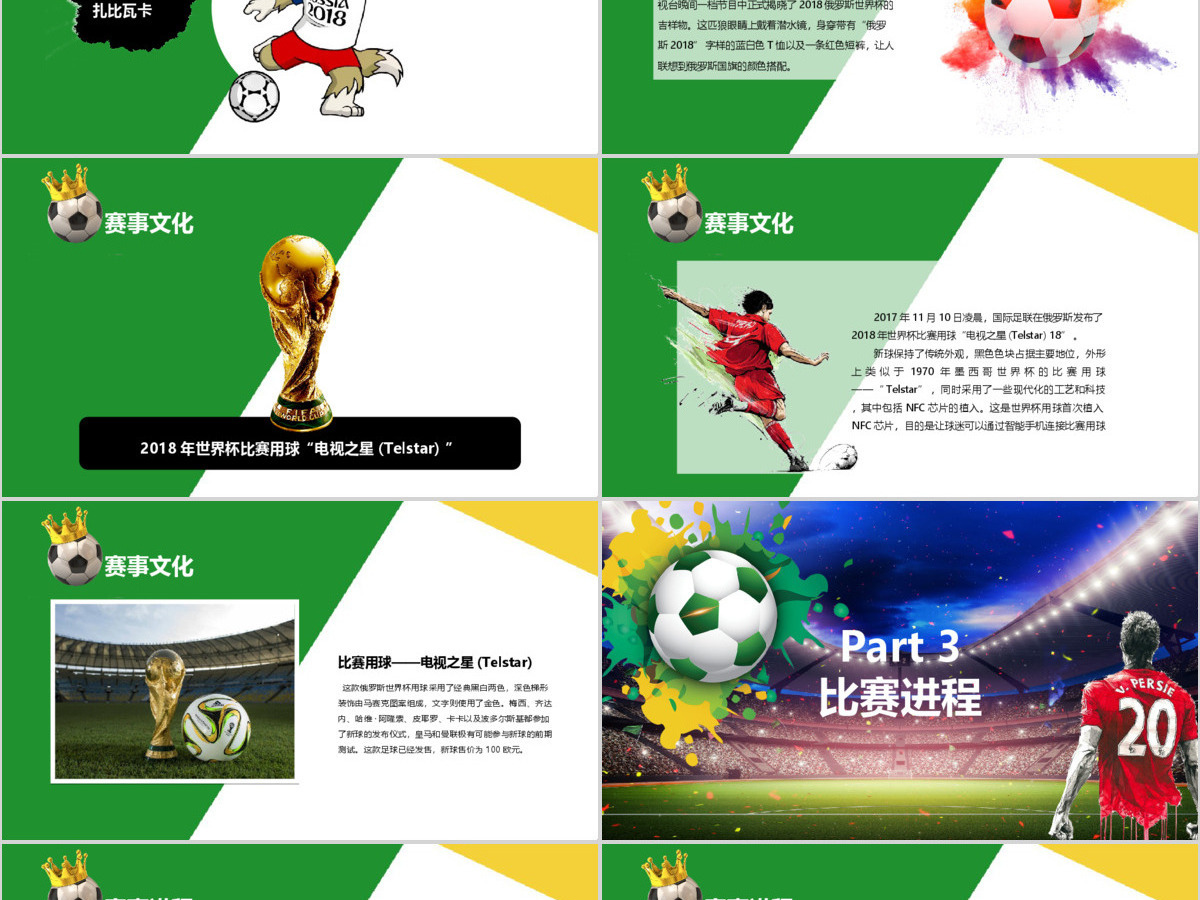 2018俄罗斯世界杯激情足球PPT模板 2018俄罗斯世界杯激情足球PPT模板