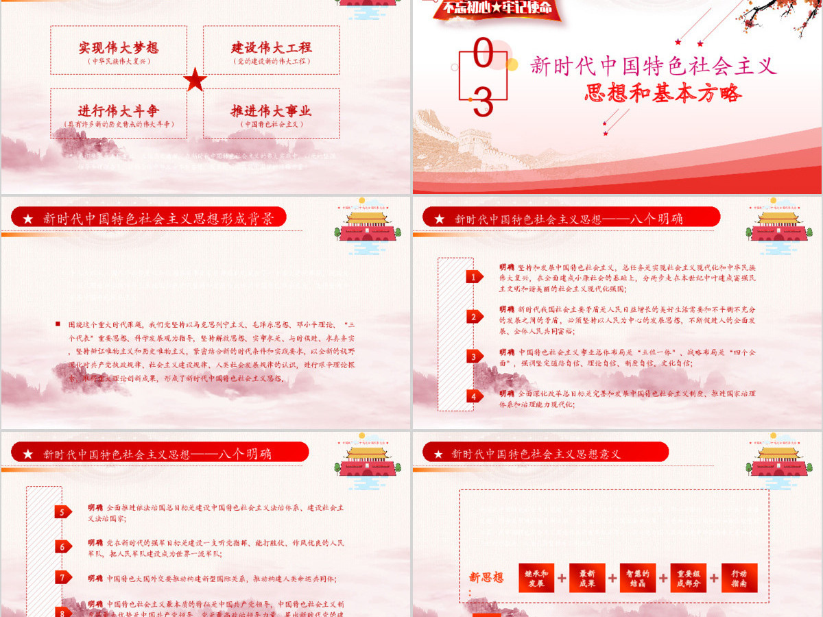 2019中国红色十九大精神PPT模板 2019中国红色十九大精神PPT模板