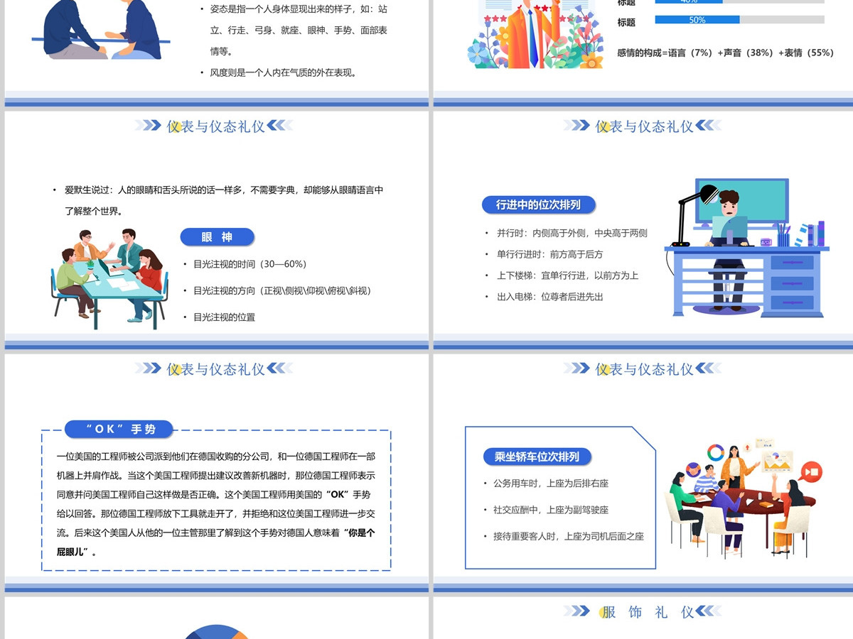 2022领导形象与礼仪培训卡通商务风塑造个人形象提高领导魅力课件模板PPT