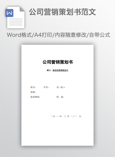 公司营销策划书范文