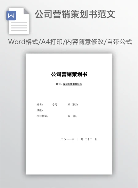 公司营销策划书范文