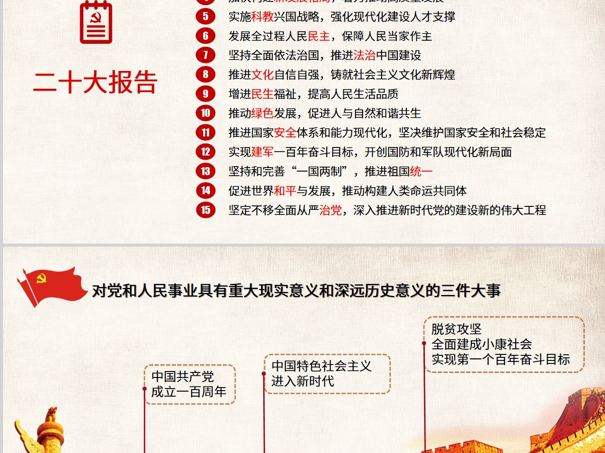 红色党建二十大精神PPT设计 红色党建二十大精神PPT设计