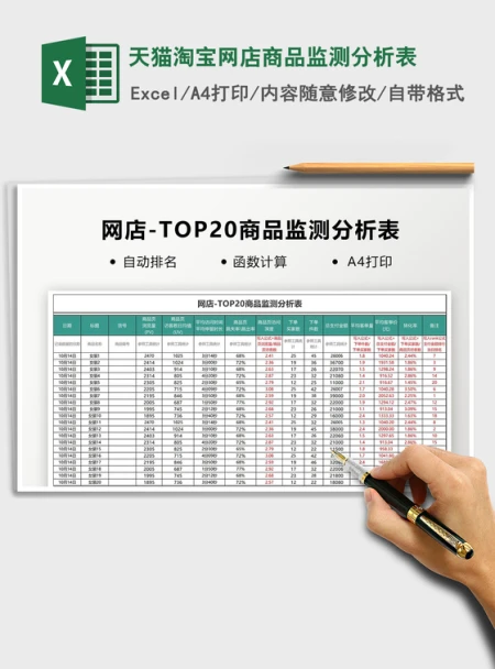 2021年天猫淘宝网店商品监测分析表