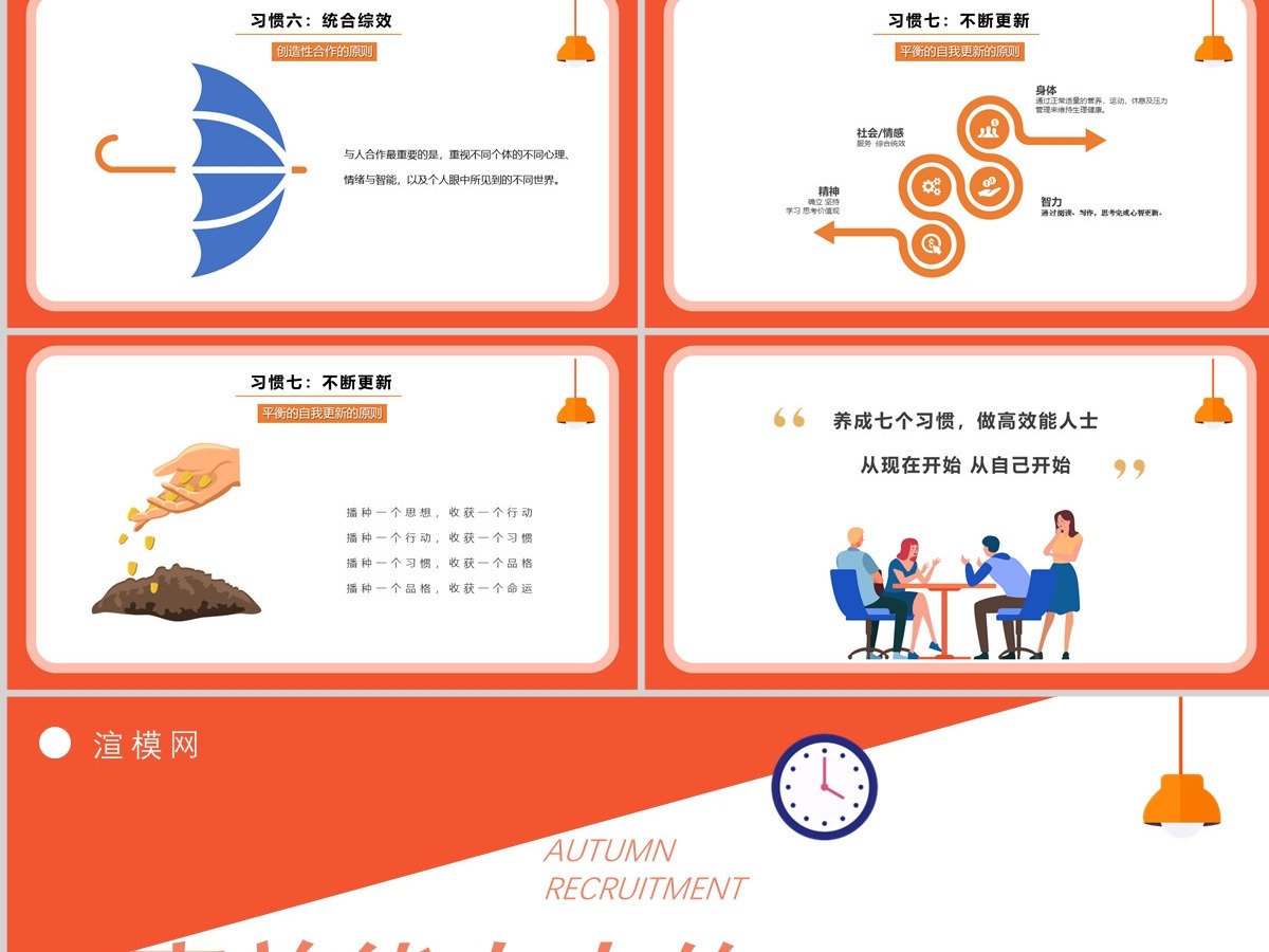  高效能人士的七个习惯读书分享PPT模板