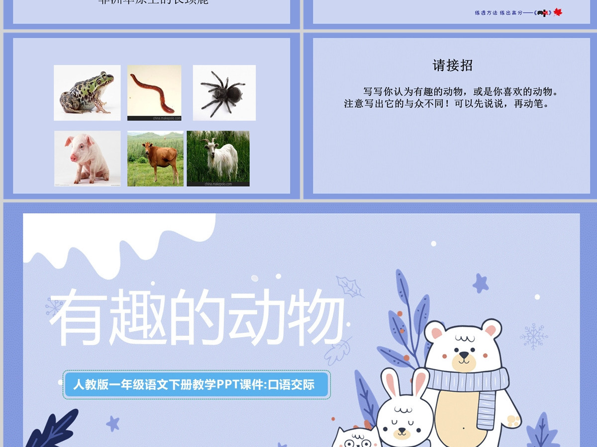 2022有趣的动物清新创意口语交际小学二年级语文上册人教版教学课件PPT