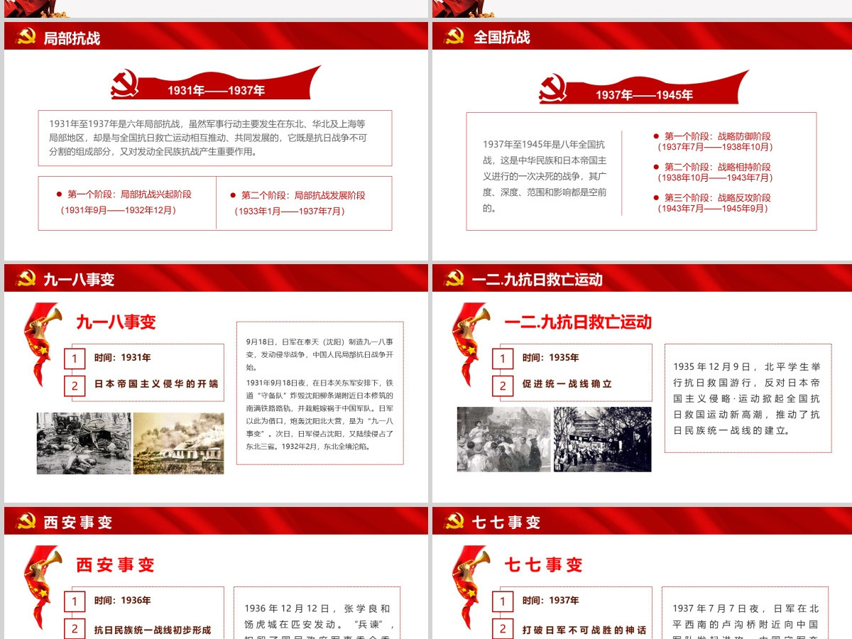 原创纪念抗战胜利76周年历史党史党政PPT模板-含讲稿