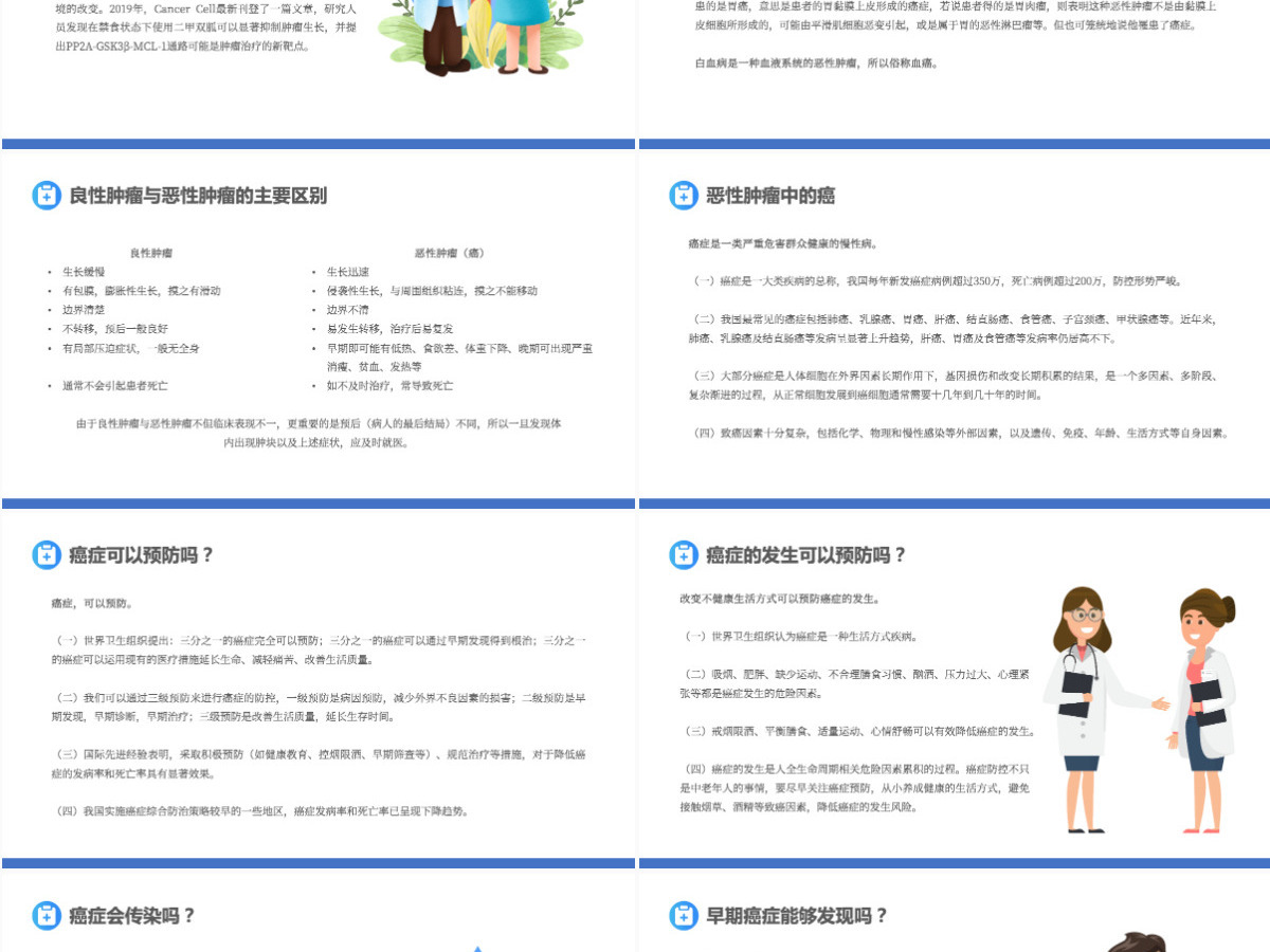 2022全国肿瘤防治宣传周卡通风肿瘤防治知识宣讲主题课件模板PPT