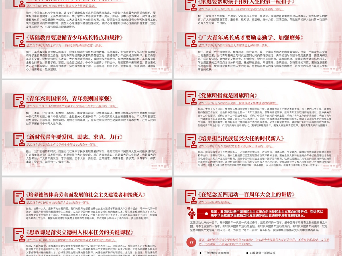 红色党政风《论党的青年工作》主要篇目课件模板PPT-含讲稿 红色党政风《论党的青年工作》主要篇目课件模板PPT-含讲稿