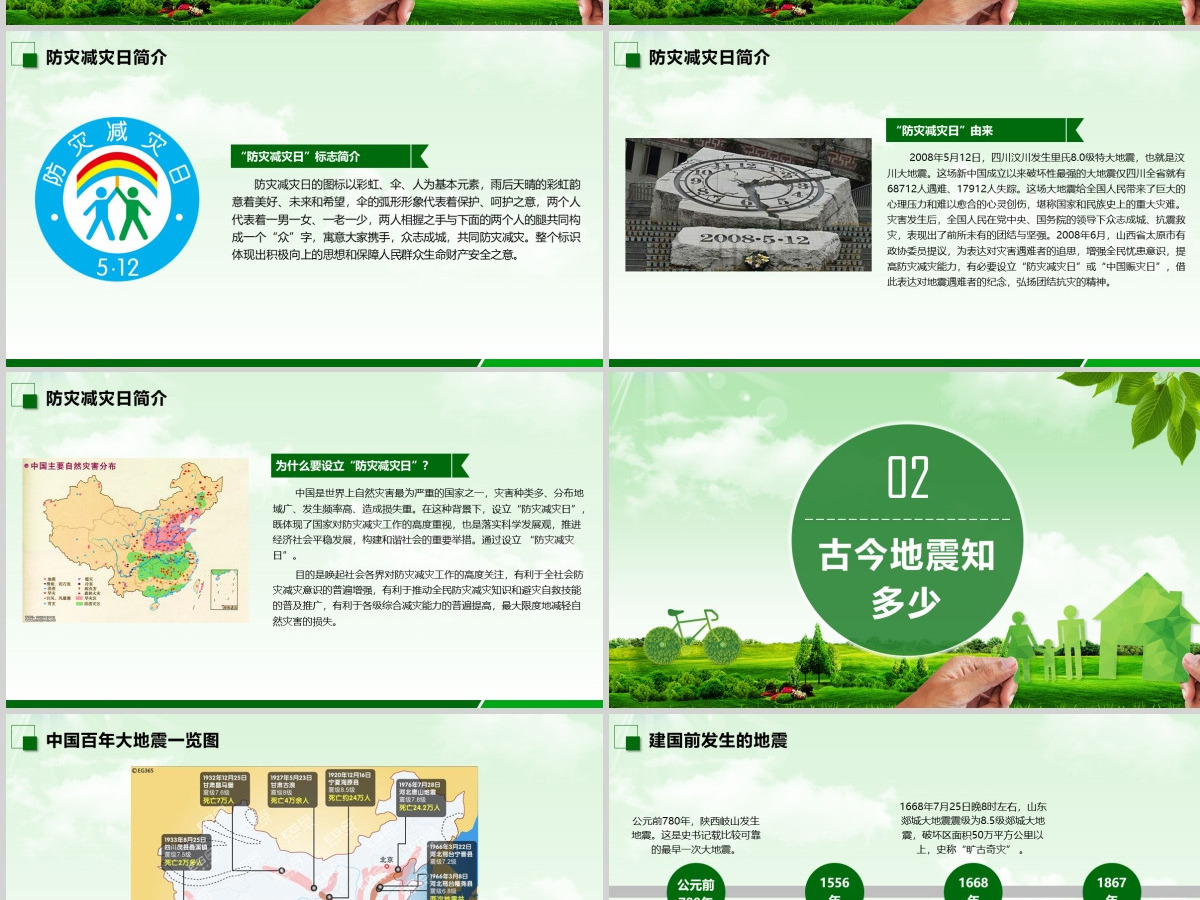 2020年原创512防灾减灾日地震知识主题班会PPT-版权可商用