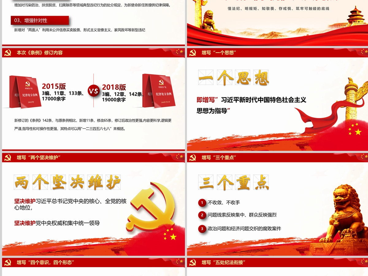 2018红色中国共产党处分条例PPT模板