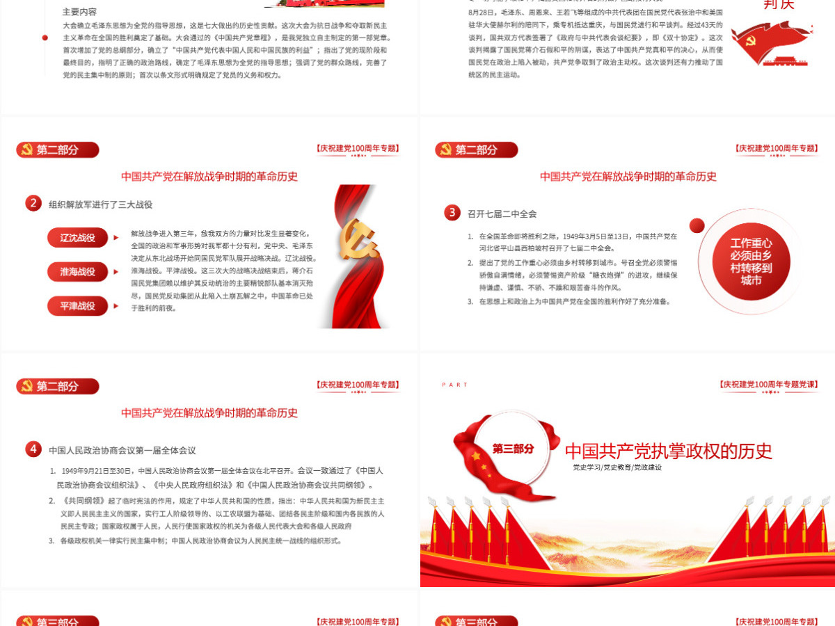 2021学好百年党史凝聚奋斗伟力PPT庆祝建党100周年专题党史学习教育专题辅导党课PPT模板-含讲稿