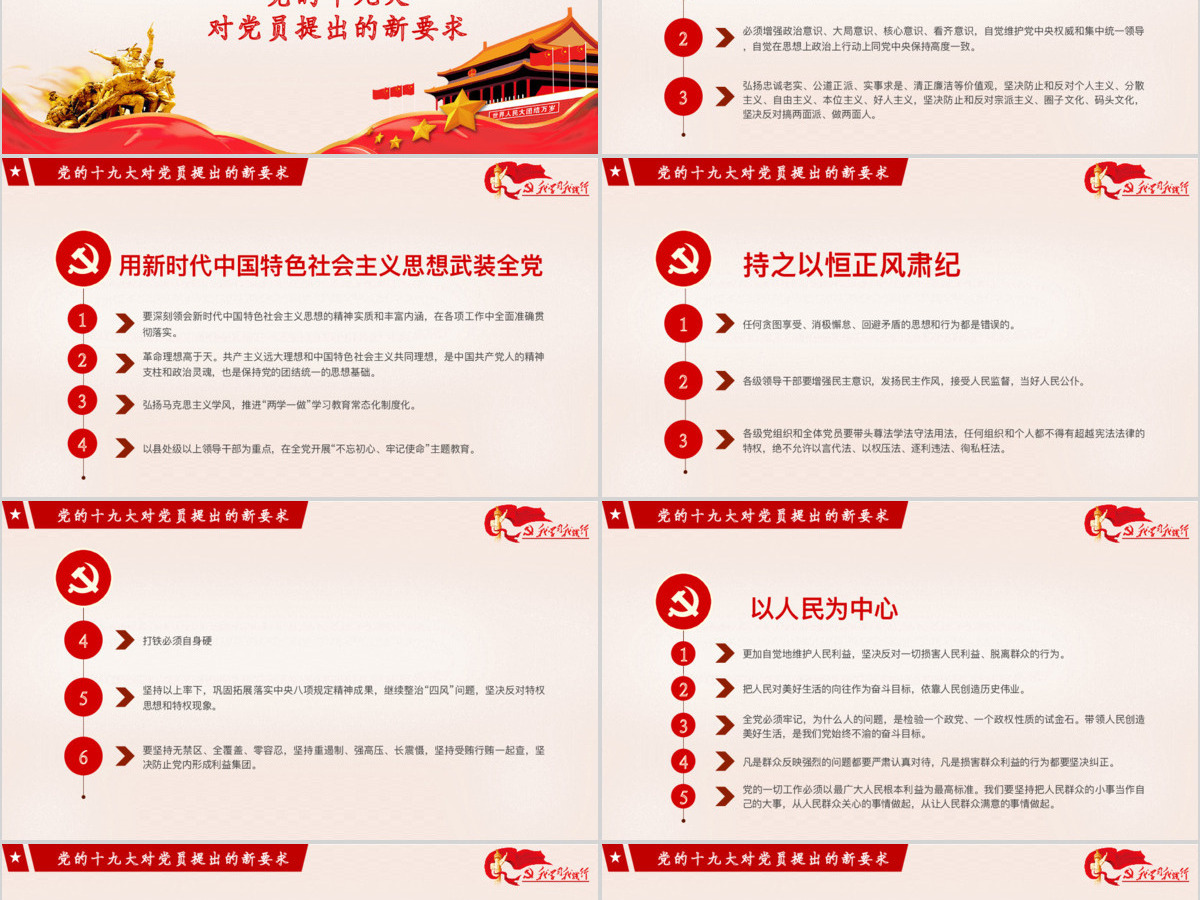 不忘初心牢记使命党建风学习十九大精神争做合格党员工作汇报PPT模板 不忘初心牢记使命党建风学习十九大精神争做合格党员工作汇报PPT模板