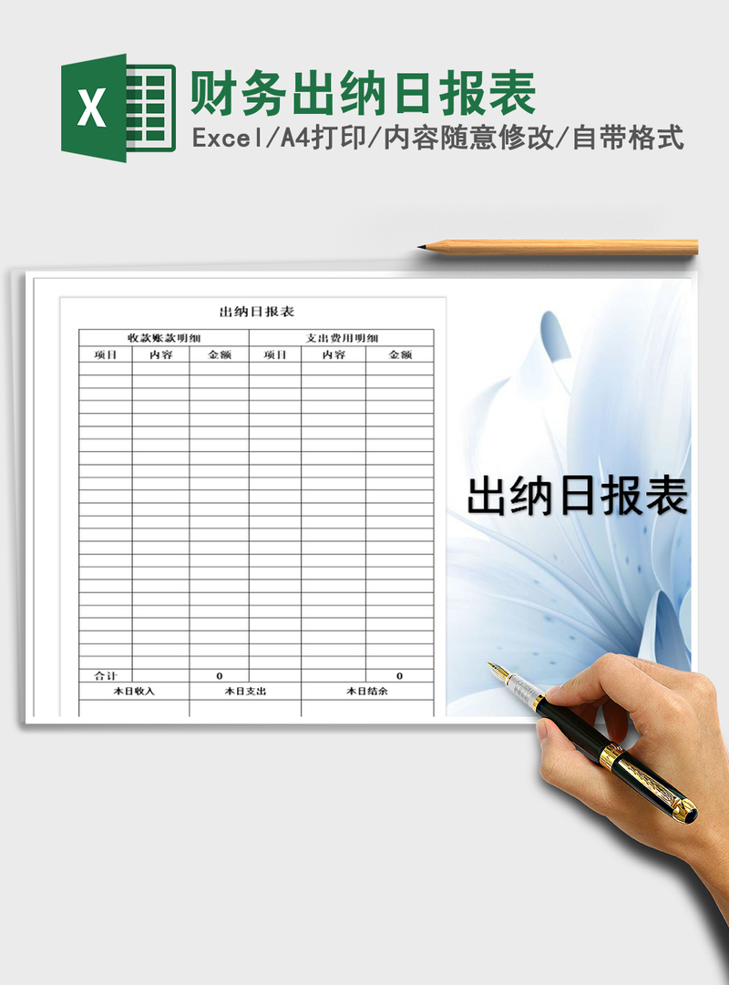 2021年财务出纳日报表