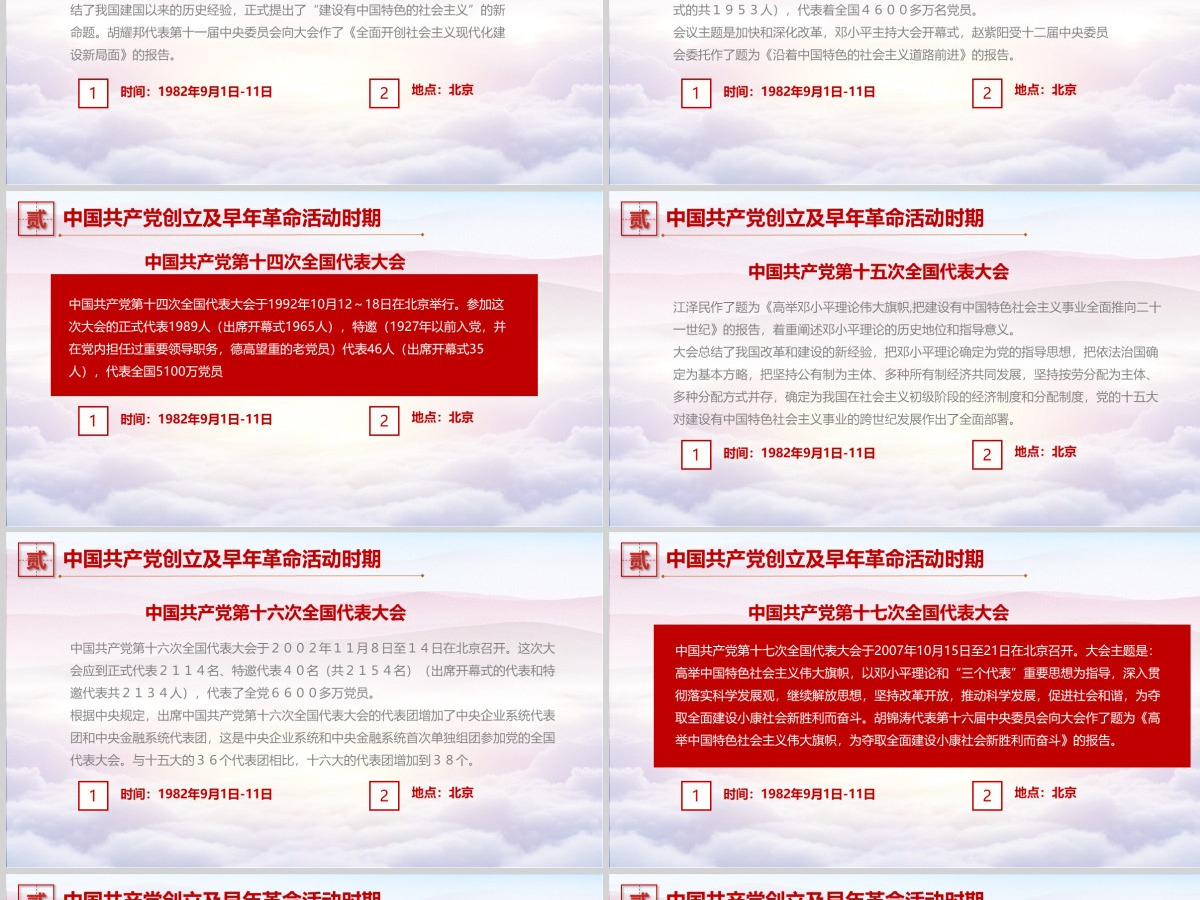 七一中国共产党党史建党节100周年党课学习党的光辉历程PPT模板--含讲稿