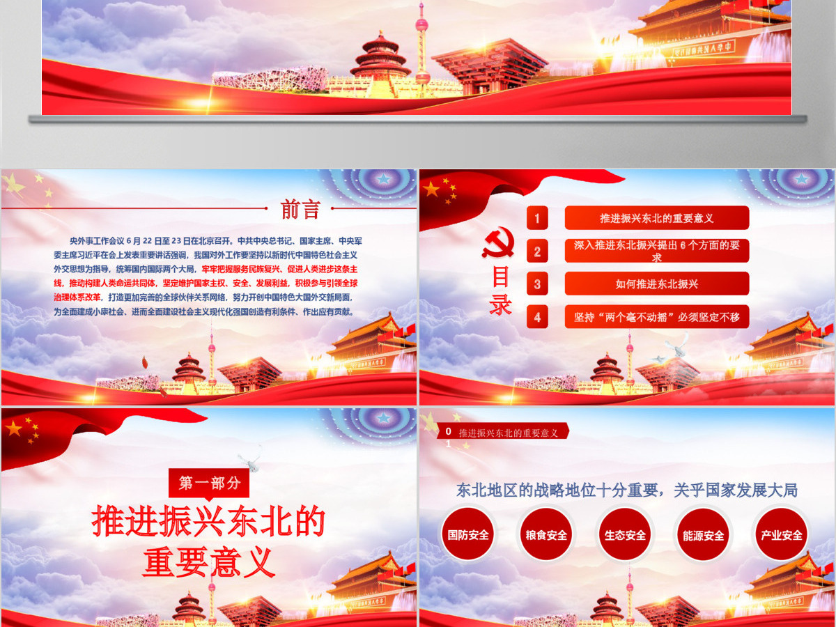 东北振兴党政红色热点党课党建PPT模板