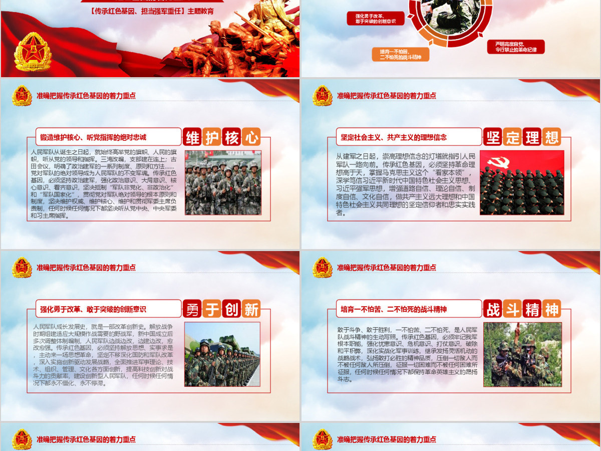 原创传承红色基因担当强军重任教育PPT强军梦-版权可商用 原创传承红色基因担当强军重任教育PPT强军梦-版权可商用