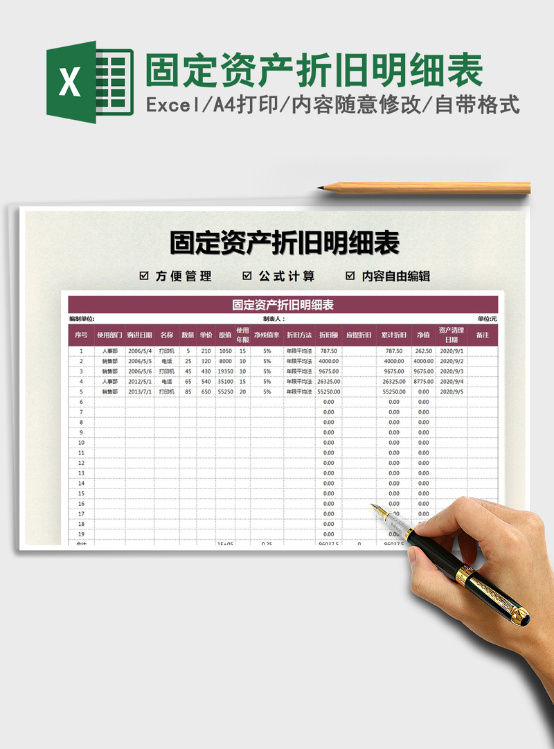 2021年固定资产折旧明细表 2021年固定资产折旧明细表