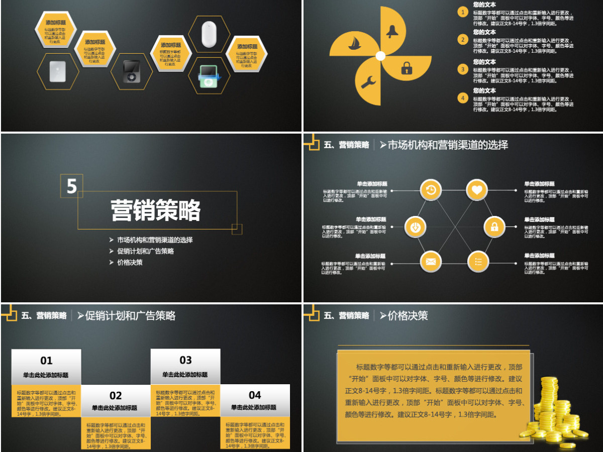 高端大气黑黄企业商业计划书PPT模板
