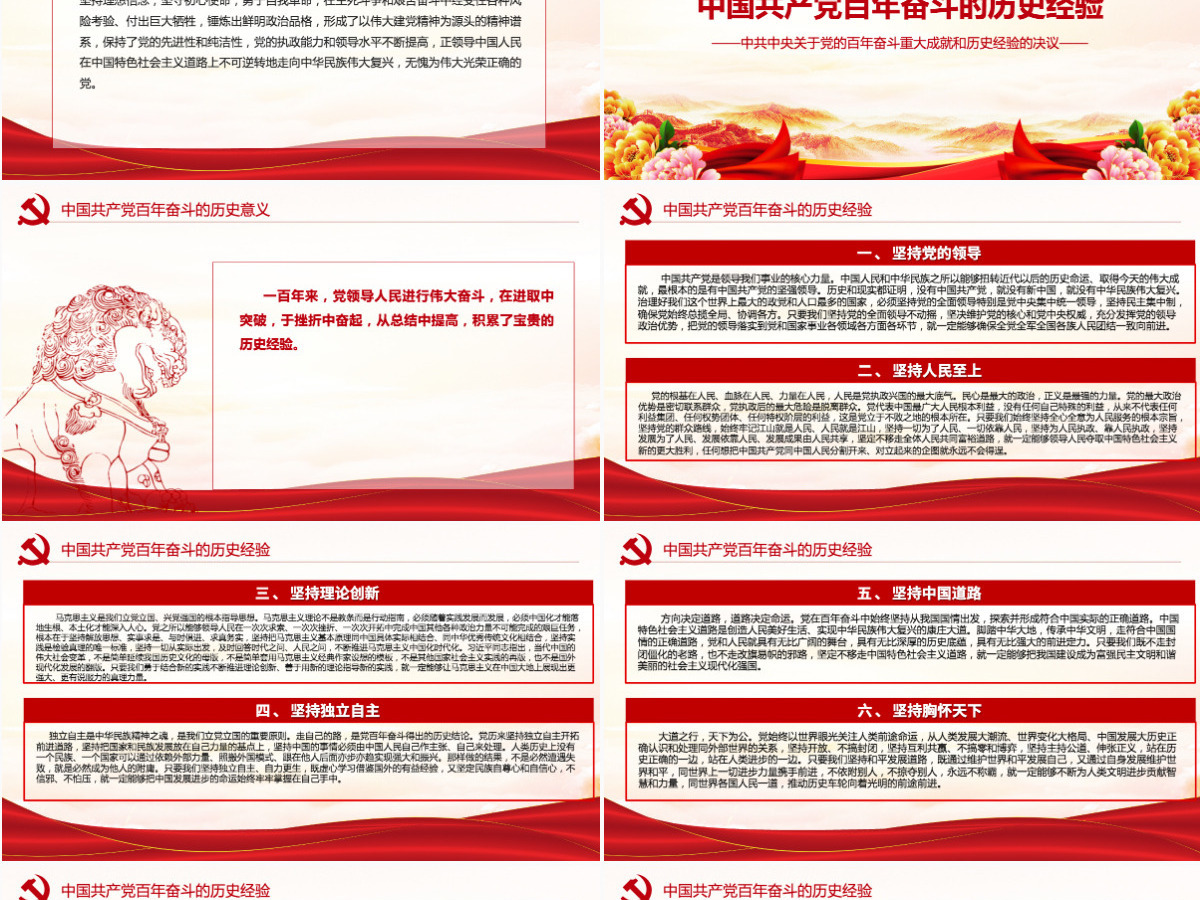 中共中央关于党的百年奋斗重大成就和历史经验的决议党课PPT-含讲稿