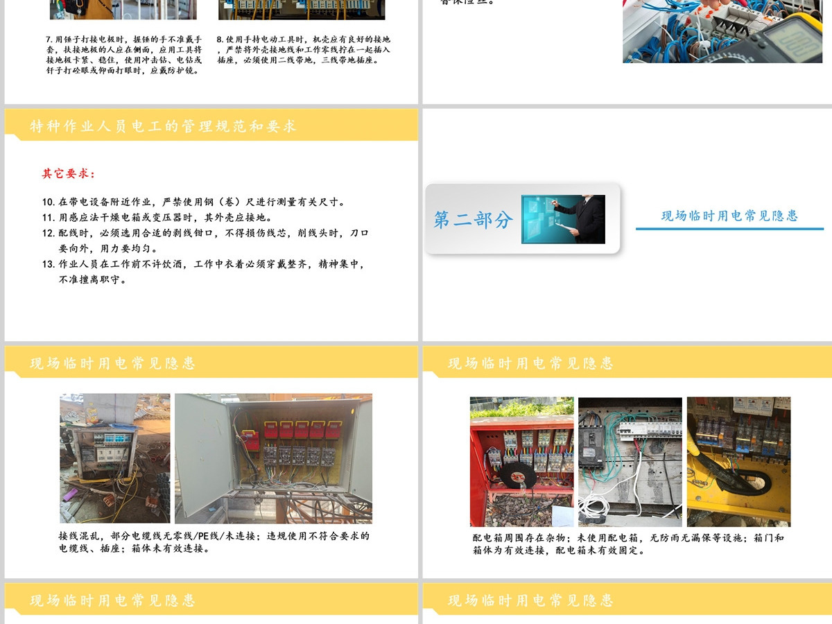 原创特种作业人员电工的管理规范 及现场临时用电的安全管理PPT 原创特种作业人员电工的管理规范 及现场临时用电的安全管理PPT