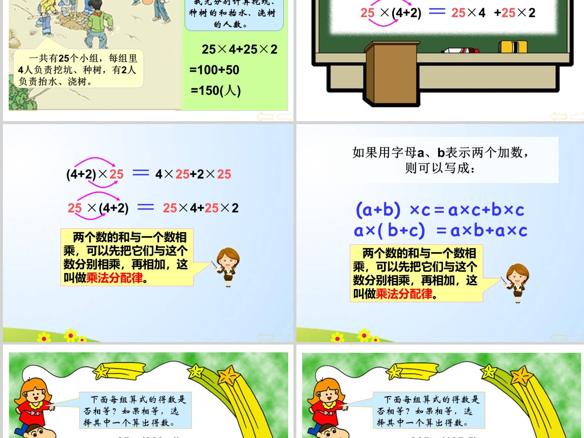 人教版新课标小学数学四年级下册《乘法分配律》课件ppt 人教版新课标小学数学四年级下册《乘法分配律》课件ppt
