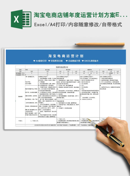 2021淘宝电商店铺年度运营计划方案Excel免费下载