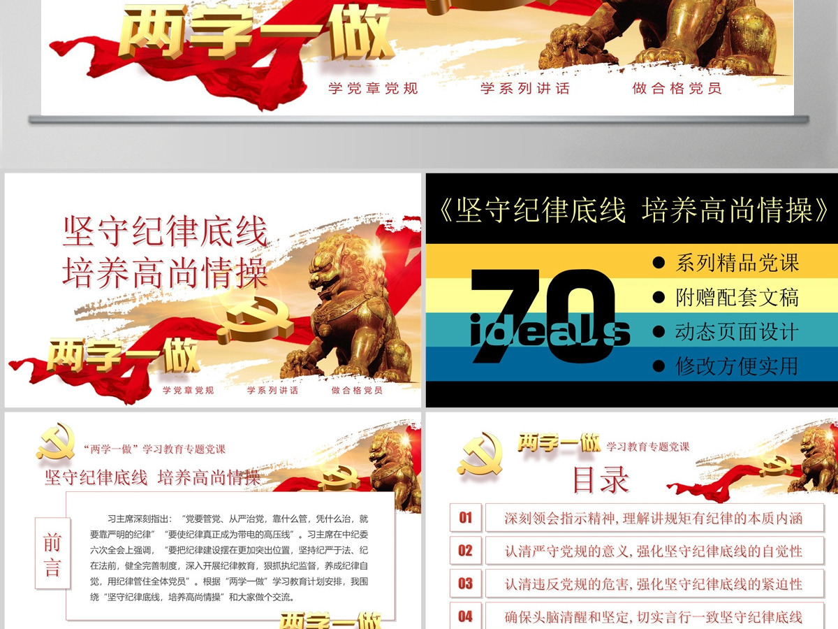 两学一做坚守纪律底线党课ppt课件