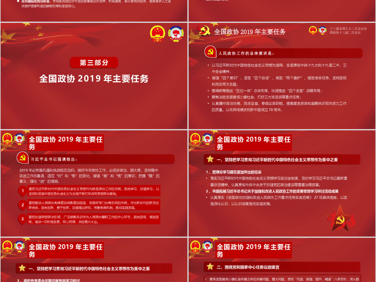 2019年全国政协政协常委会工作报告PPT模板全国政协十三届二次会议学习解读专题课件PPT模板 2019年全国政协政协常委会工作报告PPT模板全国政协十三届二次会议学习解读专题课件PPT模板