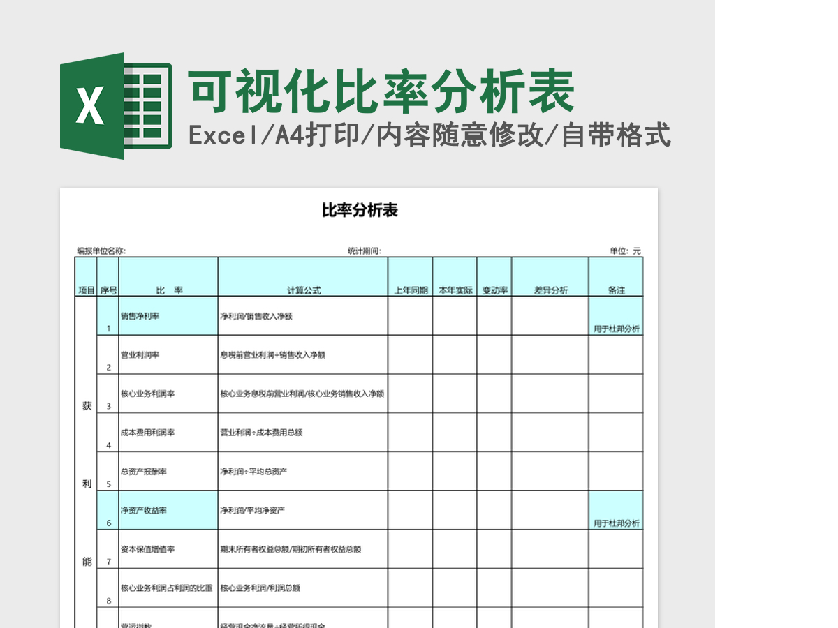 可视化比率分析表excel模板 可视化比率分析表excel模板
