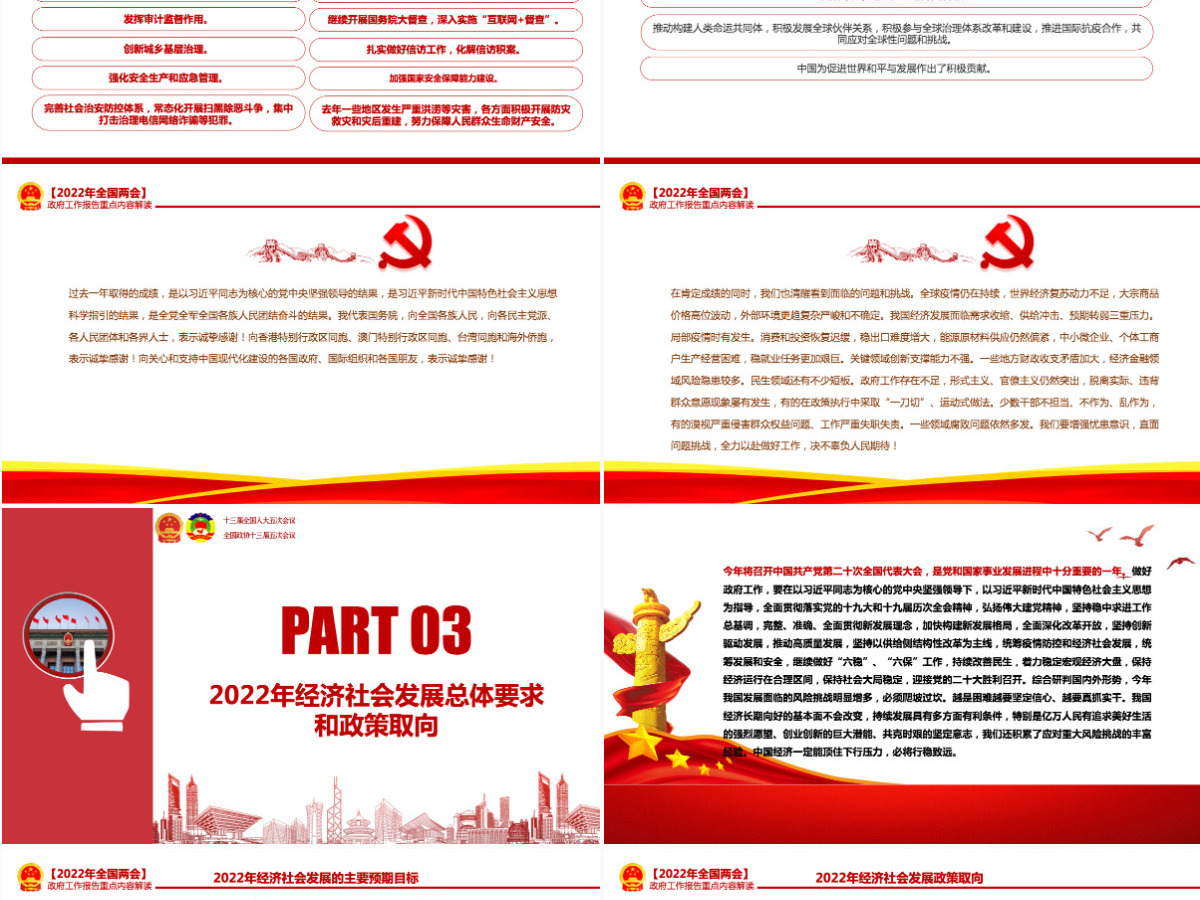 2022政府工作报告全文红色大气深入学习贯彻全国两会精神党课课件PPT-含讲稿 2022政府工作报告全文红色大气深入学习贯彻全国两会精神党课课件PPT-含讲稿