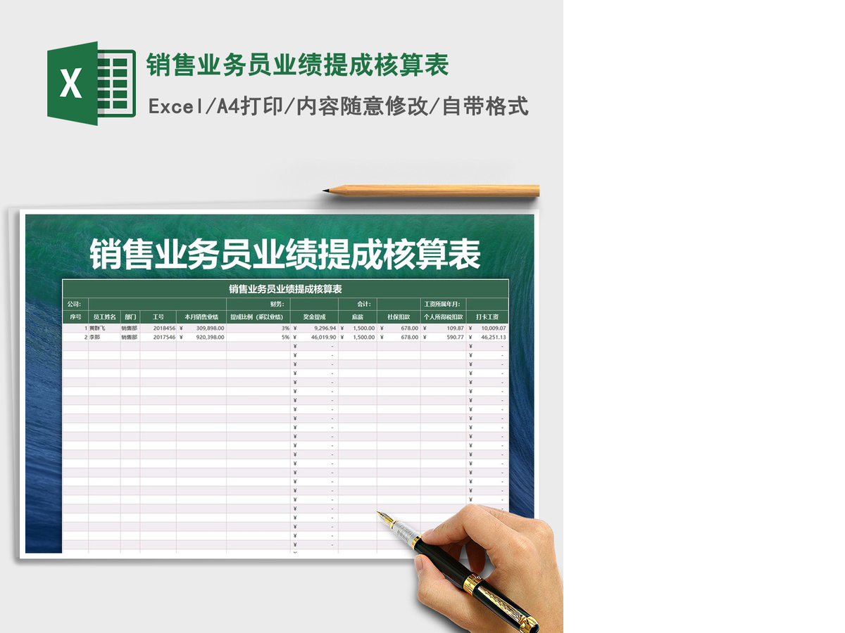 2021年销售业务员业绩提成核算表