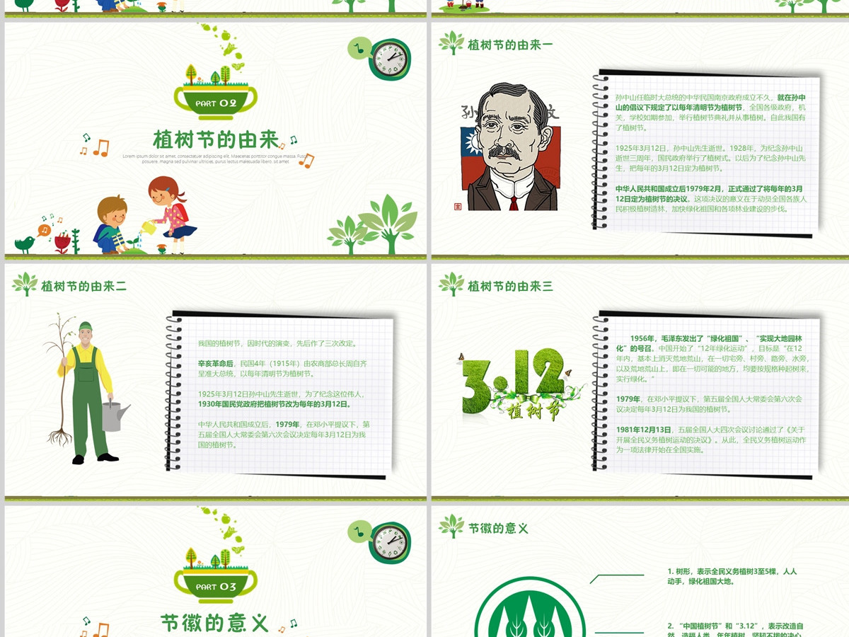 植树节保护环境卡通教育教学主题班会动态PPT模板 植树节保护环境卡通教育教学主题班会动态PPT模板