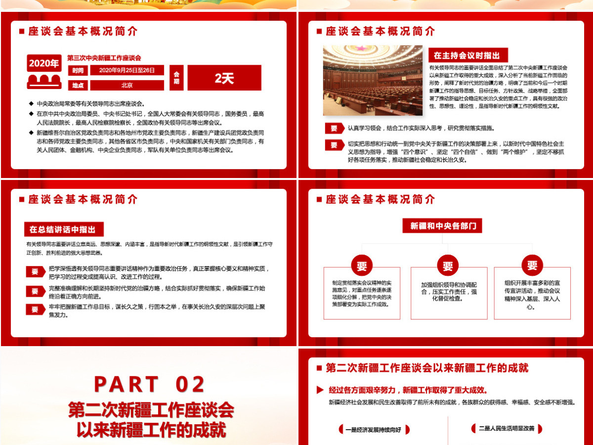 彩色手绘党建风第三次中央新疆工作座谈会党建党课PPT模版 彩色手绘党建风第三次中央新疆工作座谈会党建党课PPT模版